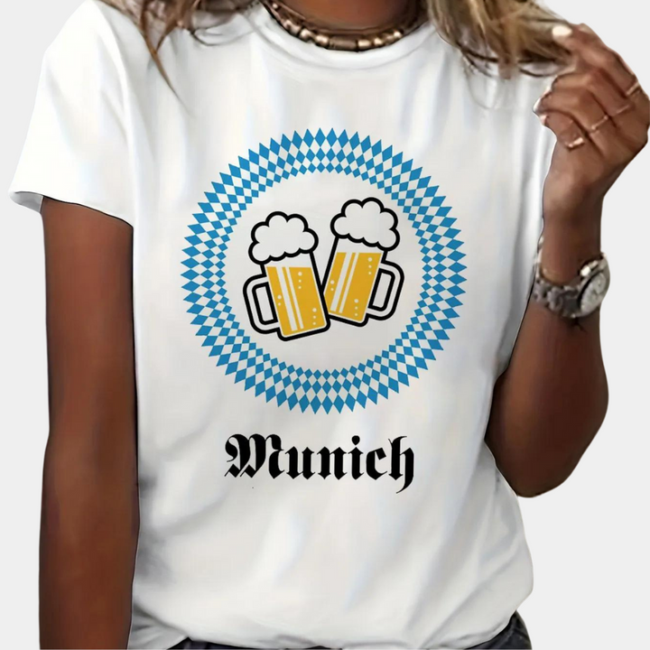Octoberfest T-Shirt - Kortärmad Crew Neck för kvinnor Octoberfest Shirts-Eva Jonsson
