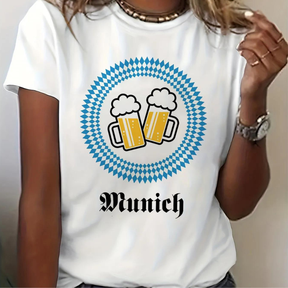Octoberfest T-Shirt - Kortärmad Crew Neck för kvinnor Octoberfest Shirts-Eva Jonsson