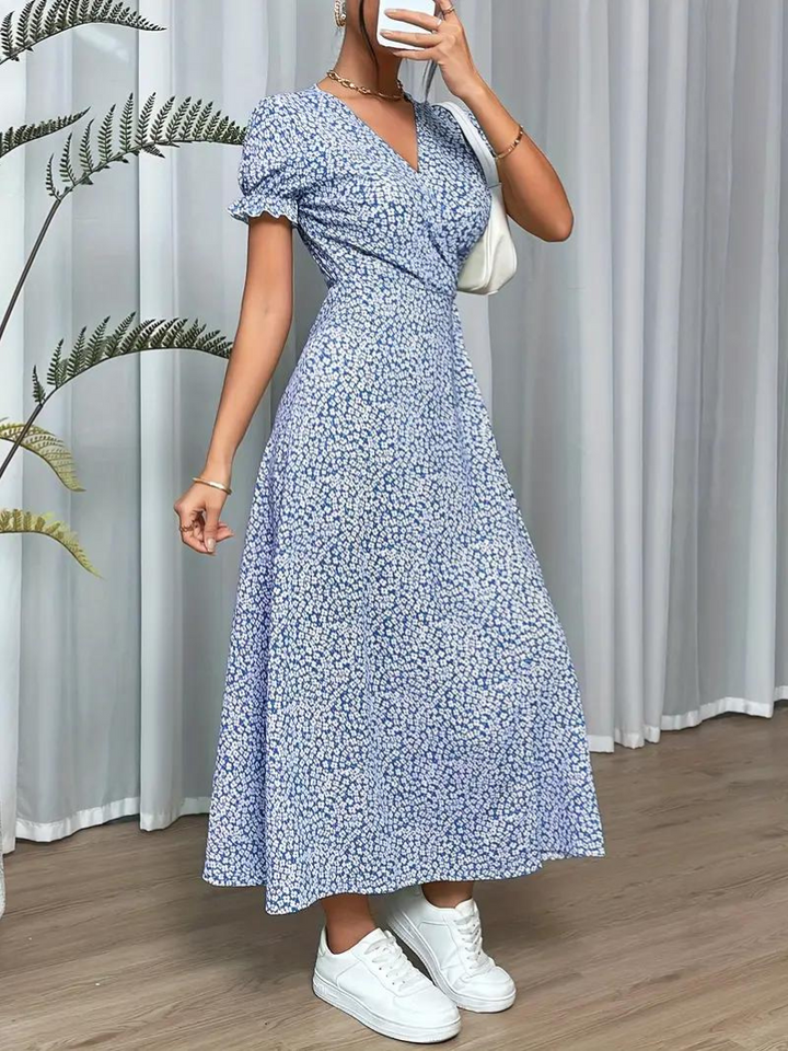 Omlottklänning - Kortärmad - Delad - Långklänning - Sommarklänning-Eva Jonsson