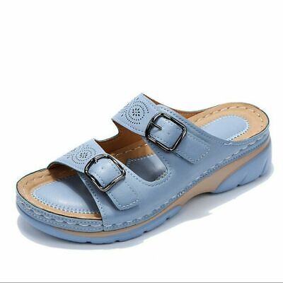 Ortopediska sandaler - Dubbelspänne - Tjock sula - Slip-on sandaler - Damslides-Eva Jonsson