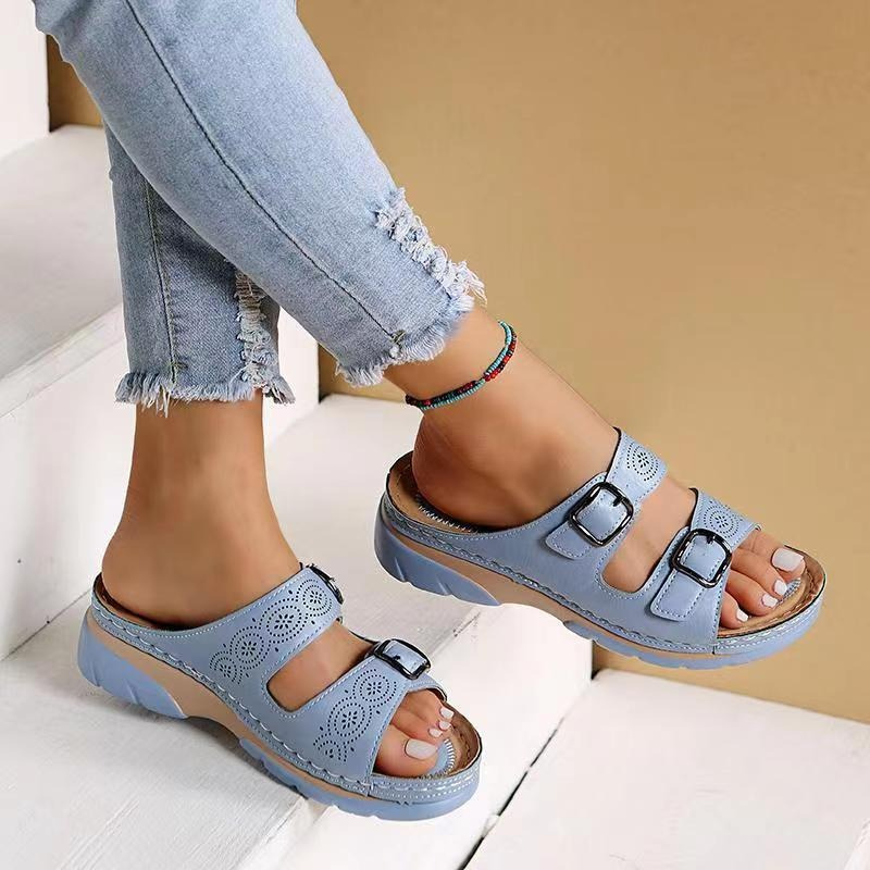 Ortopediska sandaler - Slip-On - Ergonomiska - Sandaler med dubbla spännen - Sandaler för kvinnor-Eva Jonsson