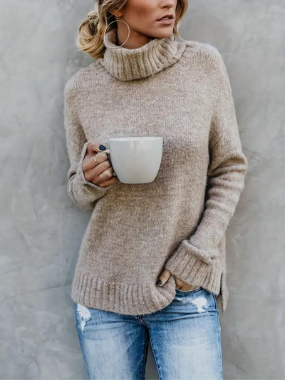 Ottilie Pullover | Stickad tröja med turtleneck för kvinnor i vinter-Eva Jonsson