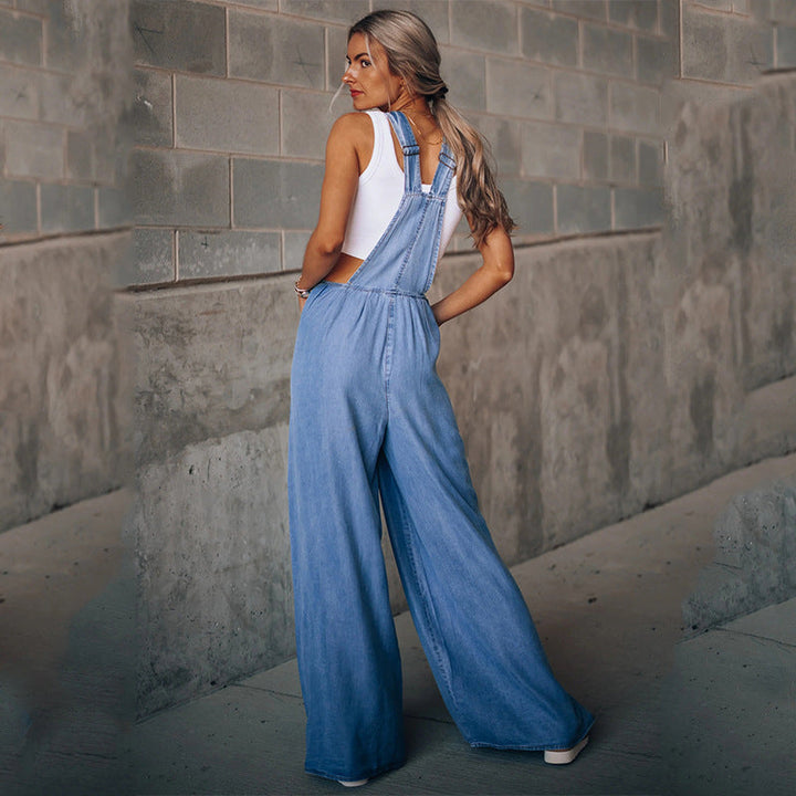 Overall med vida ben - Ärmlös - Lös passform - Denimoverall - Jumpsuit för dam-Eva Jonsson