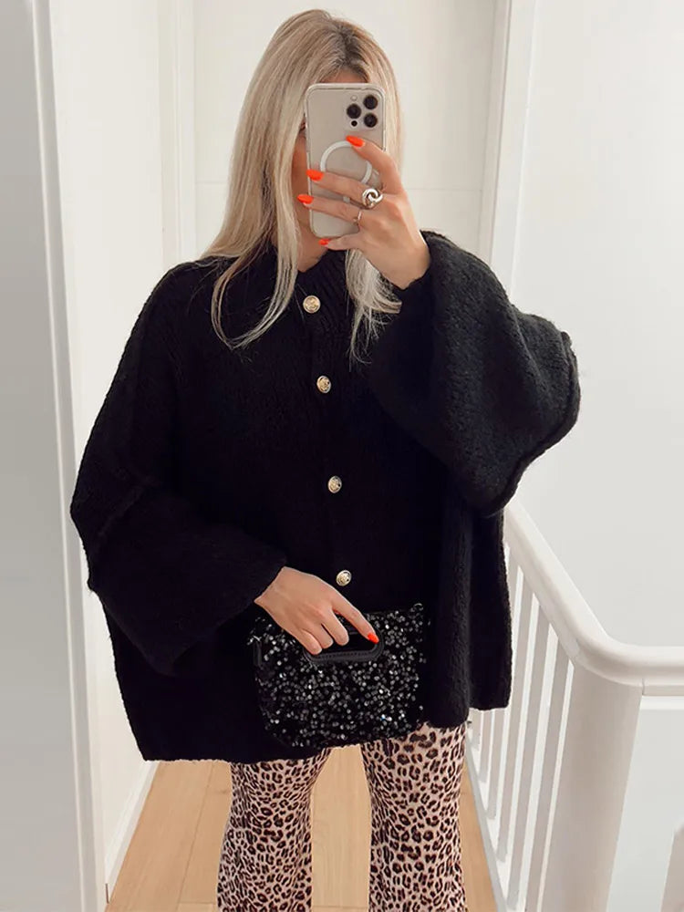 Överdimensionerad Cardigan - Varm - Knäppning - Stickad cardigan - Damkläder-Eva Jonsson