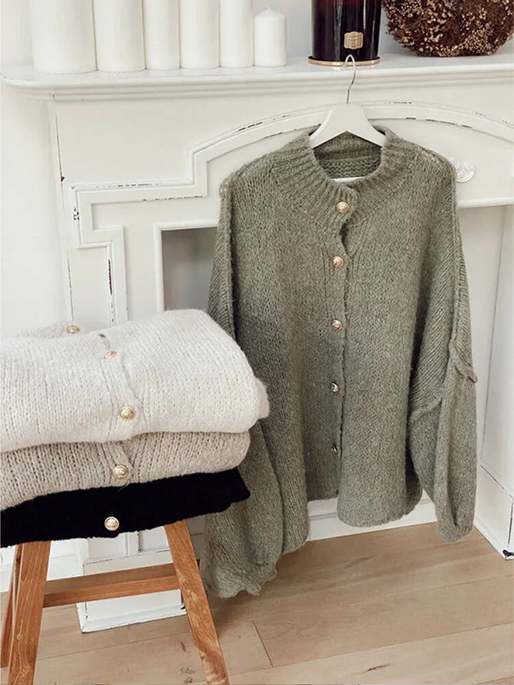 Överdimensionerad Cardigan - Varm - Knäppning - Stickad cardigan - Damkläder-Eva Jonsson