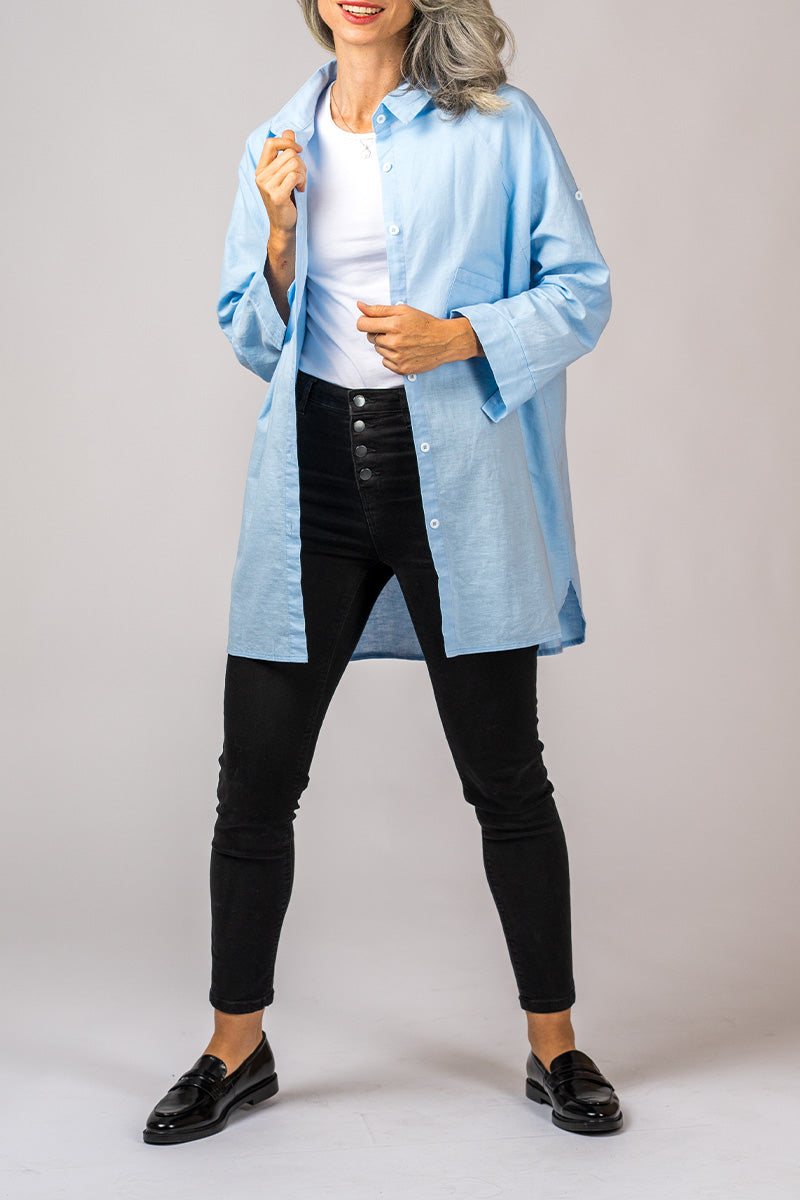 Överdimensionerad blus - Långärmad - Lös passform - Skjorta med knappar - Oversized skjorta för kvinnor-Eva Jonsson