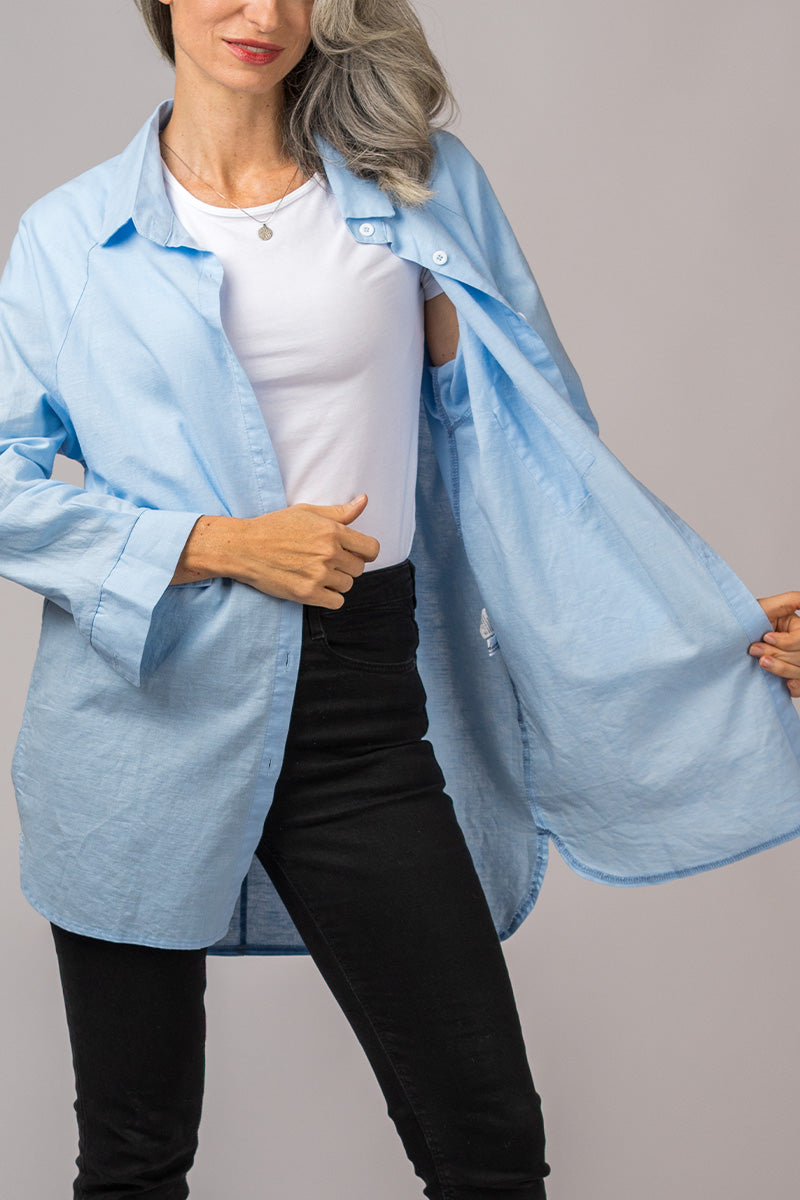Överdimensionerad blus - Långärmad - Lös passform - Skjorta med knappar - Oversized skjorta för kvinnor-Eva Jonsson
