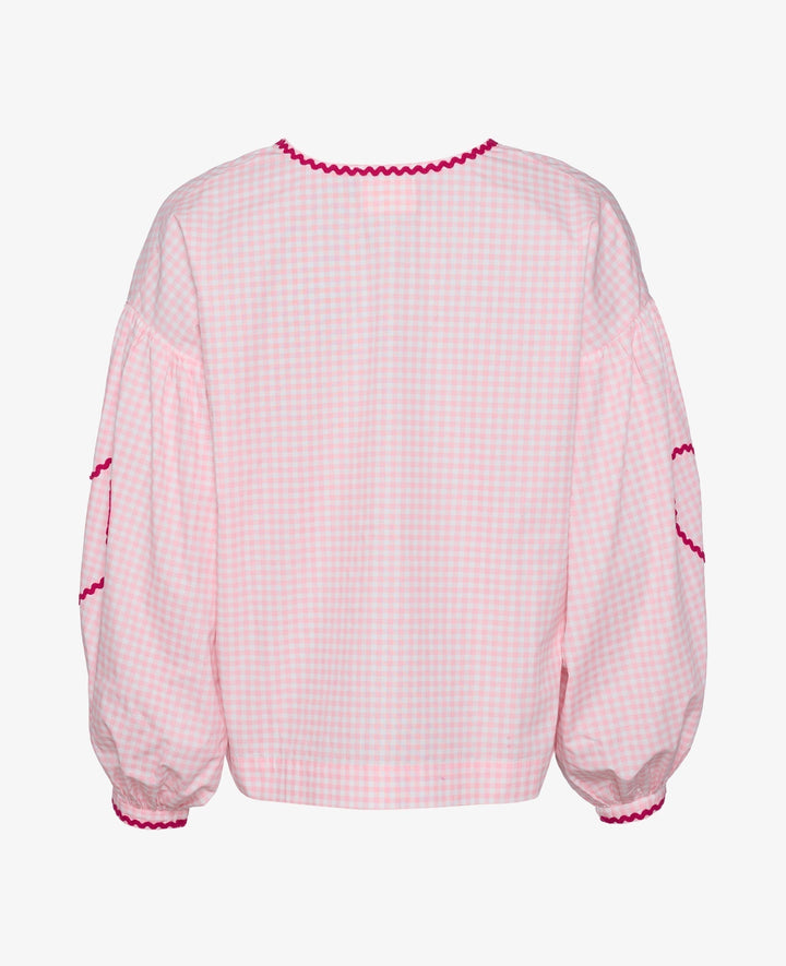 Överdimensionerad blus - Långärmad - Rosa - Topp med knytfront - Damkläder-Eva Jonsson