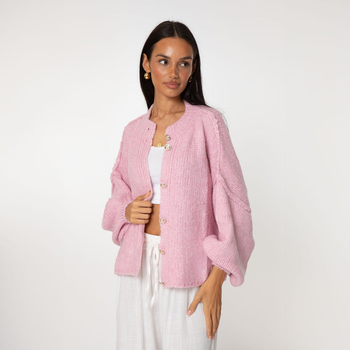 Överdimensionerad cardigan - Chunky - Knäppning - Stickad cardigan - Cardigan för dam-Eva Jonsson