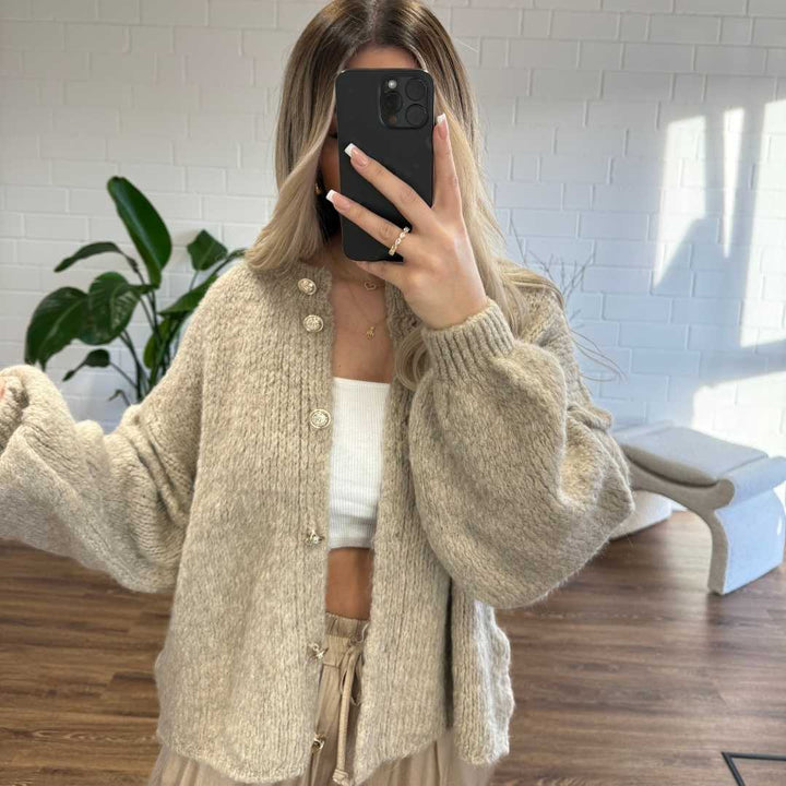 Överdimensionerad cardigan - Chunky - Knäppning - Stickad cardigan - Cardigan för dam-Eva Jonsson