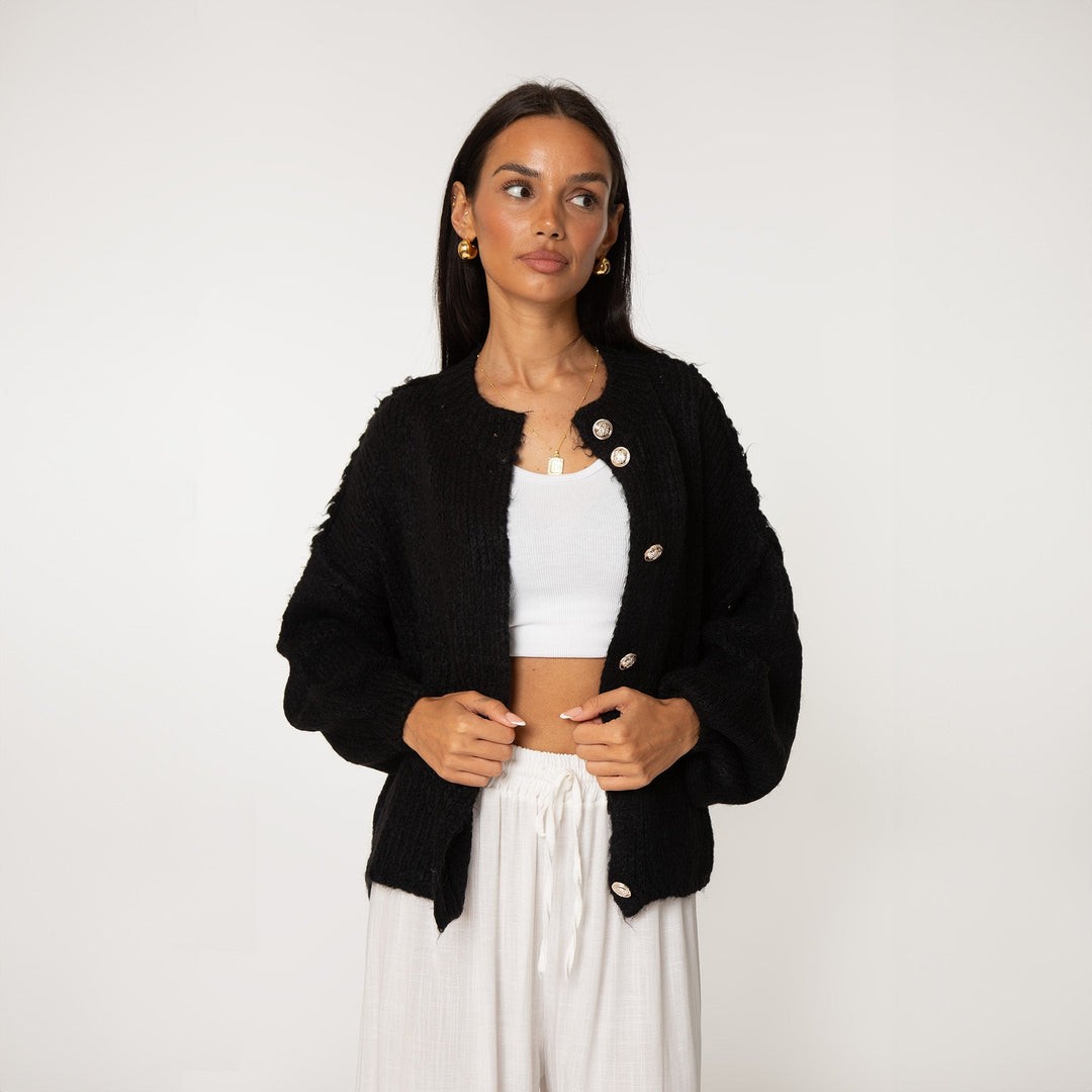 Överdimensionerad cardigan - Chunky - Knäppning - Stickad cardigan - Cardigan för dam-Eva Jonsson