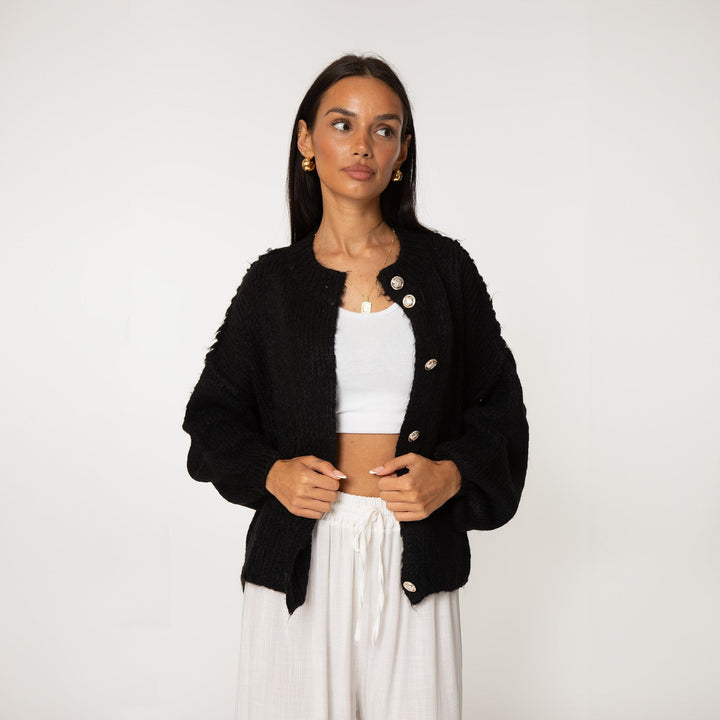 Överdimensionerad cardigan - Chunky - Knäppning - Stickad cardigan - Cardigan för dam-Eva Jonsson