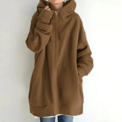 Överdimensionerad hoodie | Lång | Löst sittande | Hoodie med dragkedja | Hoodies för kvinnor-Eva Jonsson
