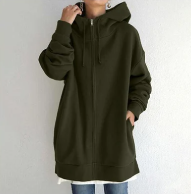 Överdimensionerad hoodie | Lång | Löst sittande | Hoodie med dragkedja | Hoodies för kvinnor-Eva Jonsson