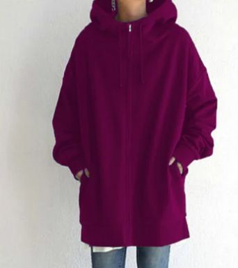 Överdimensionerad hoodie | Lång | Löst sittande | Hoodie med dragkedja | Hoodies för kvinnor-Eva Jonsson