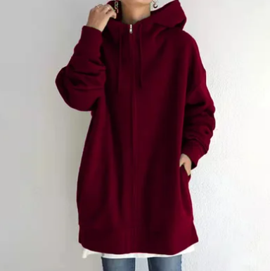 Överdimensionerad hoodie | Lång | Löst sittande | Hoodie med dragkedja | Hoodies för kvinnor-Eva Jonsson