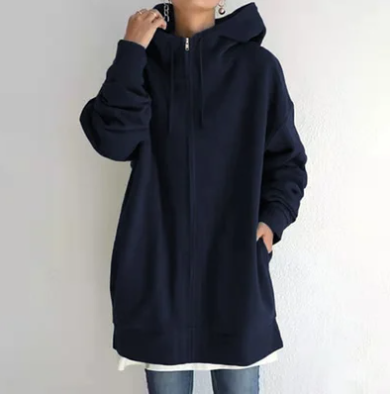 Överdimensionerad hoodie | Lång | Löst sittande | Hoodie med dragkedja | Hoodies för kvinnor-Eva Jonsson