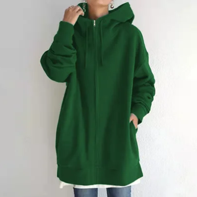 Överdimensionerad hoodie | Lång | Löst sittande | Hoodie med dragkedja | Hoodies för kvinnor-Eva Jonsson