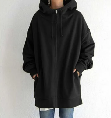 Överdimensionerad hoodie | Lång | Löst sittande | Hoodie med dragkedja | Hoodies för kvinnor-Eva Jonsson