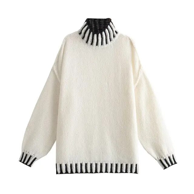 Överdimensionerad tröja | Turtleneck | Hög hals | Stickad tröja | Damkläder-Eva Jonsson