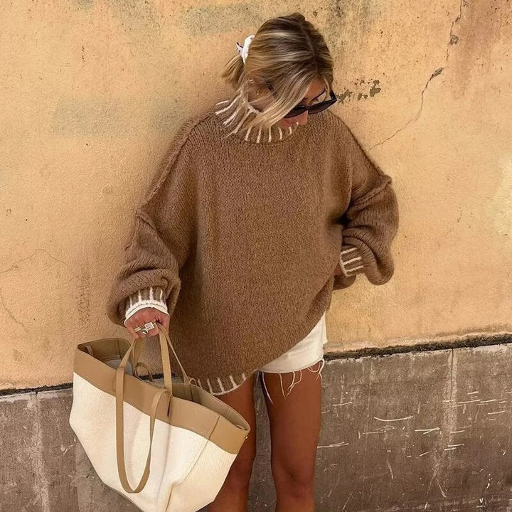 Överdimensionerad tröja | Turtleneck | Hög hals | Stickad tröja | Damkläder-Eva Jonsson