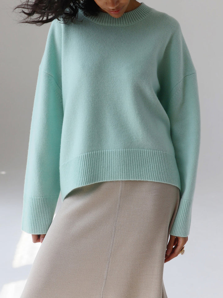 Överdimensionerad tröja - Varm stickad pullover med rund hals för kvinnor-Eva Jonsson
