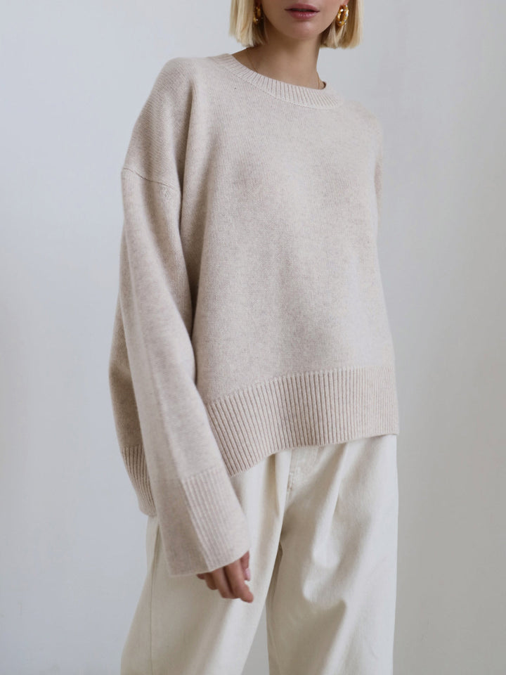 Överdimensionerad tröja - Varm stickad pullover med rund hals för kvinnor-Eva Jonsson
