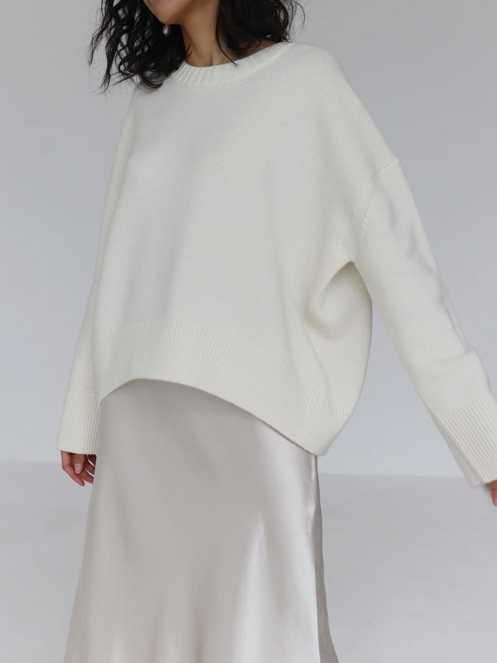 Överdimensionerad tröja - Varm stickad pullover med rund hals för kvinnor-Eva Jonsson