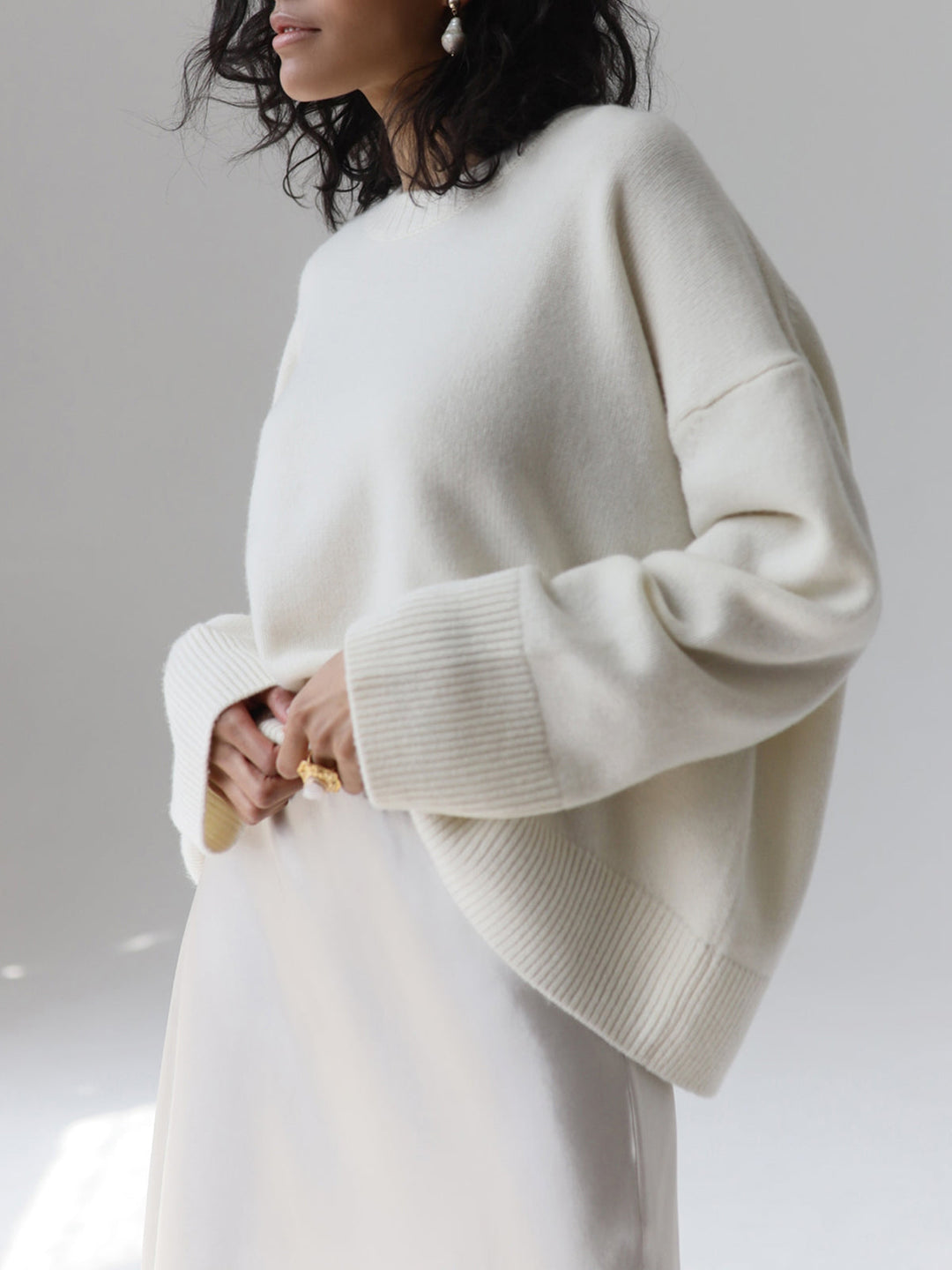 Överdimensionerad tröja - Varm stickad pullover med rund hals för kvinnor-Eva Jonsson