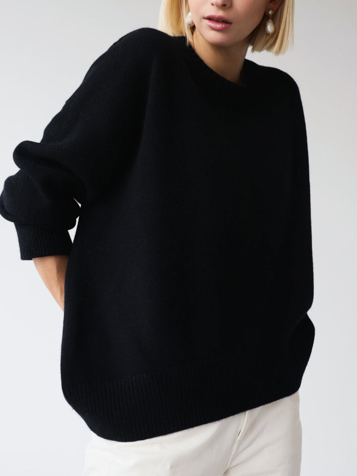Överdimensionerad tröja - Varm stickad pullover med rund hals för kvinnor-Eva Jonsson