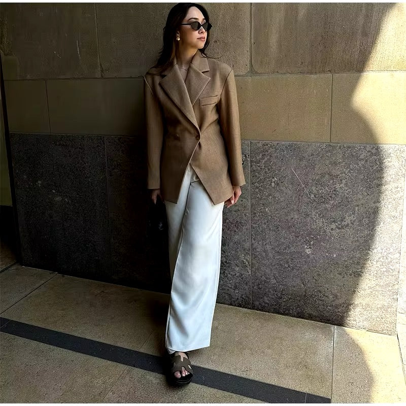 Oversized Blazer | Dubbelknäppt | Brun | Blazerjacka | Blazer för kvinnor-Eva Jonsson