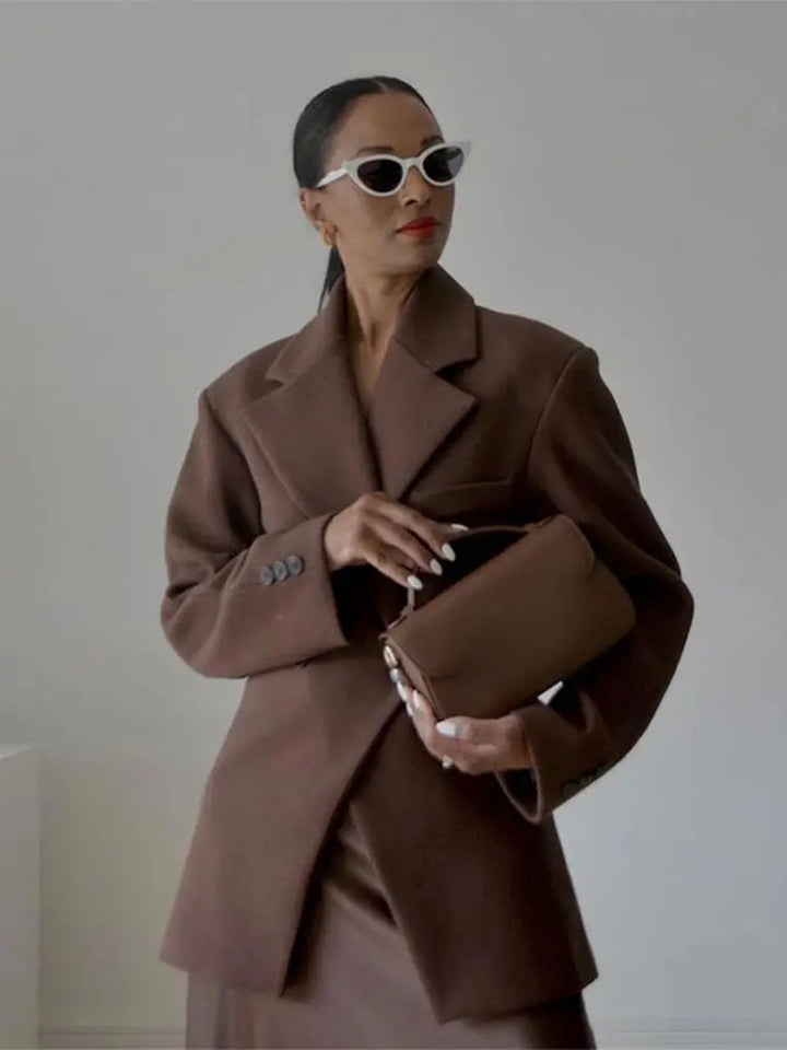 Oversized Blazer | Dubbelknäppt | Brun | Blazerjacka | Blazer för kvinnor-Eva Jonsson