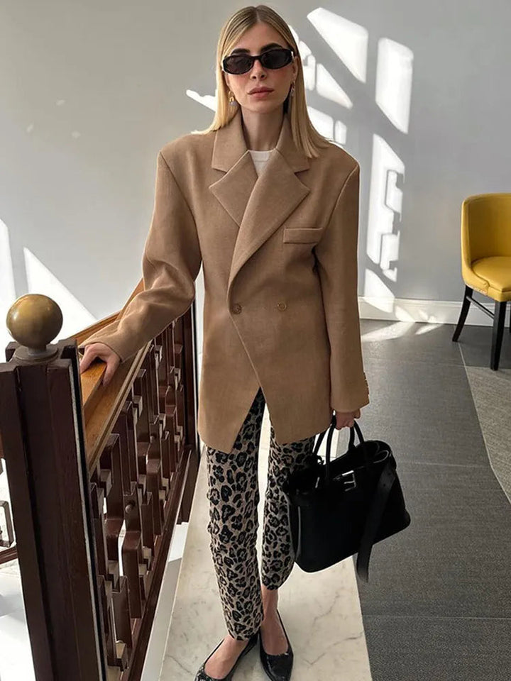 Oversized Blazer | Dubbelknäppt | Brun | Blazerjacka | Blazer för kvinnor-Eva Jonsson