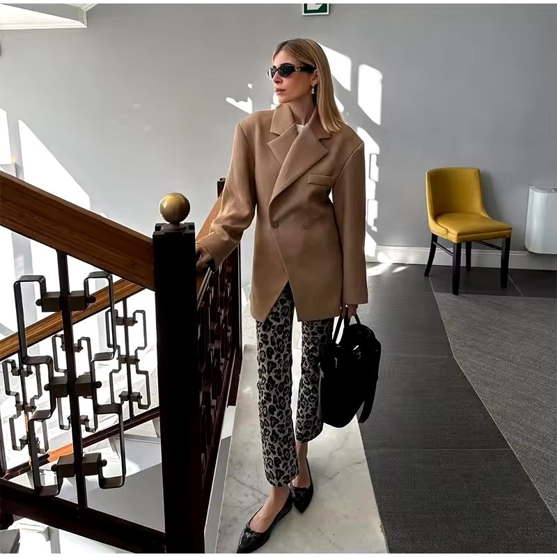 Oversized Blazer | Dubbelknäppt | Brun | Blazerjacka | Blazer för kvinnor-Eva Jonsson