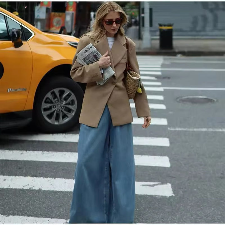 Oversized Blazer | Dubbelknäppt | Brun | Blazerjacka | Blazer för kvinnor-Eva Jonsson