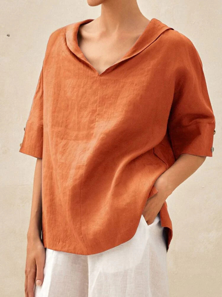 Oversized Blouse - Casual Kortärmad blus med lös passform för kvinnor-Eva Jonsson