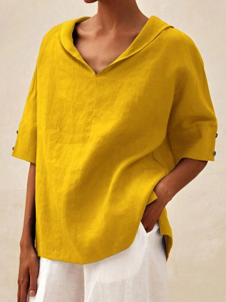 Oversized Blouse - Casual Kortärmad blus med lös passform för kvinnor-Eva Jonsson