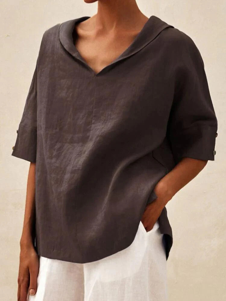 Oversized Blouse - Casual Kortärmad blus med lös passform för kvinnor-Eva Jonsson