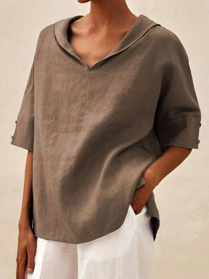 Oversized Blouse - Casual Kortärmad blus med lös passform för kvinnor-Eva Jonsson