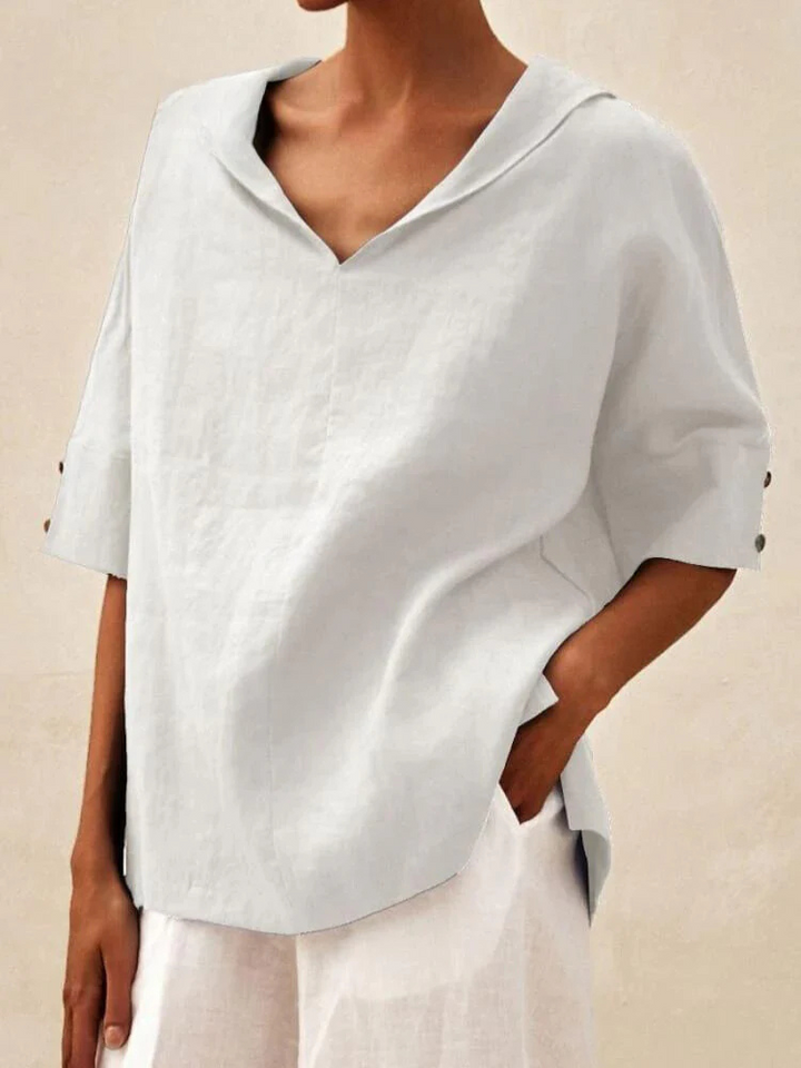 Oversized Blouse - Casual Kortärmad blus med lös passform för kvinnor-Eva Jonsson