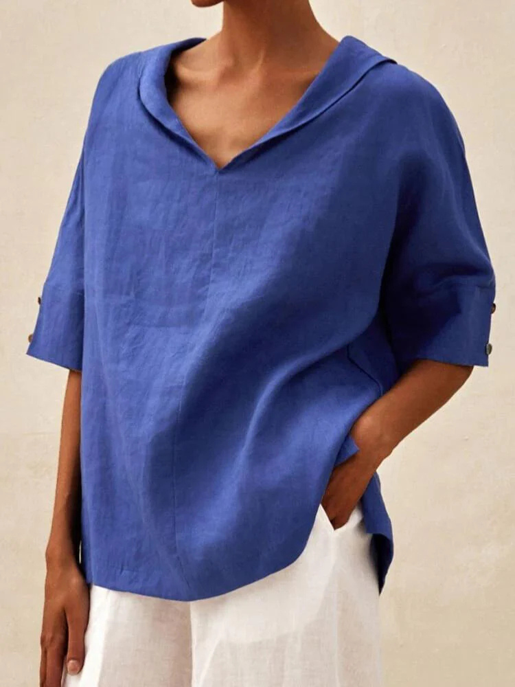 Oversized Blouse - Casual Kortärmad blus med lös passform för kvinnor-Eva Jonsson