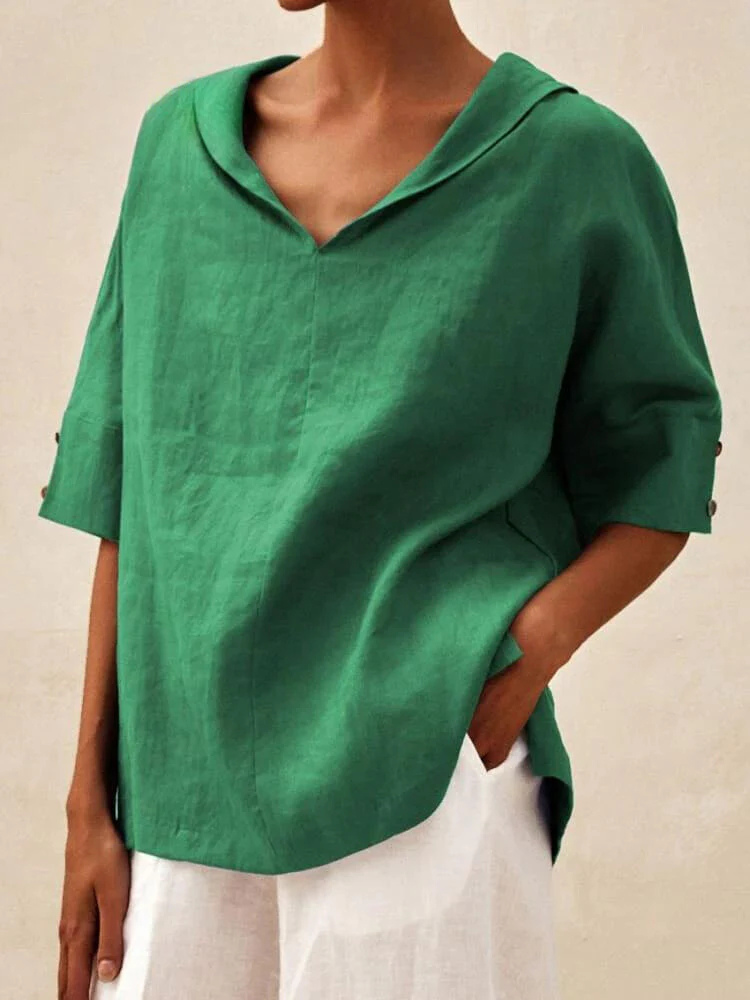 Oversized Blouse - Casual Kortärmad blus med lös passform för kvinnor-Eva Jonsson