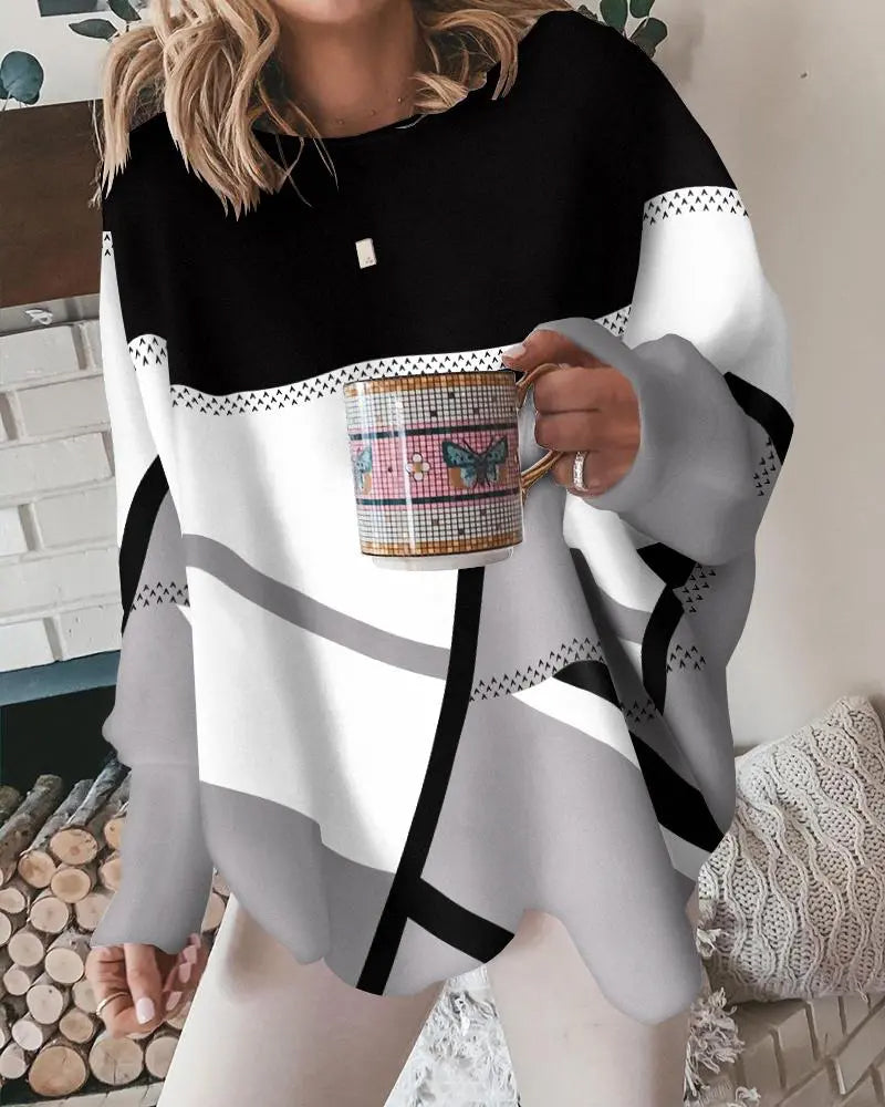 Oversized Blouse | Loose Fit | Crew Neck | Långärmad Topp | Damtröja-Eva Jonsson