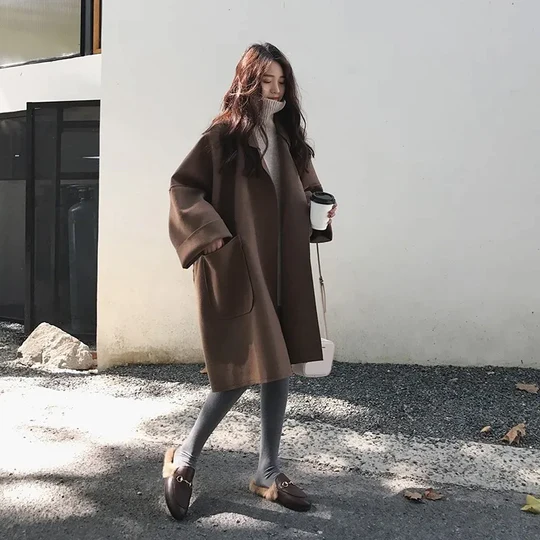Oversized Cardigan | Öppen front | Fickor | Lång Cardigan | Coatigan för kvinnor-Eva Jonsson