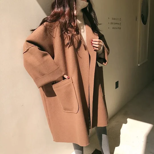 Oversized Cardigan | Öppen front | Fickor | Lång Cardigan | Coatigan för kvinnor-Eva Jonsson
