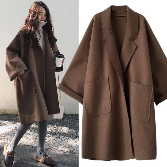 Oversized Cardigan | Öppen front | Fickor | Lång Cardigan | Coatigan för kvinnor-Eva Jonsson