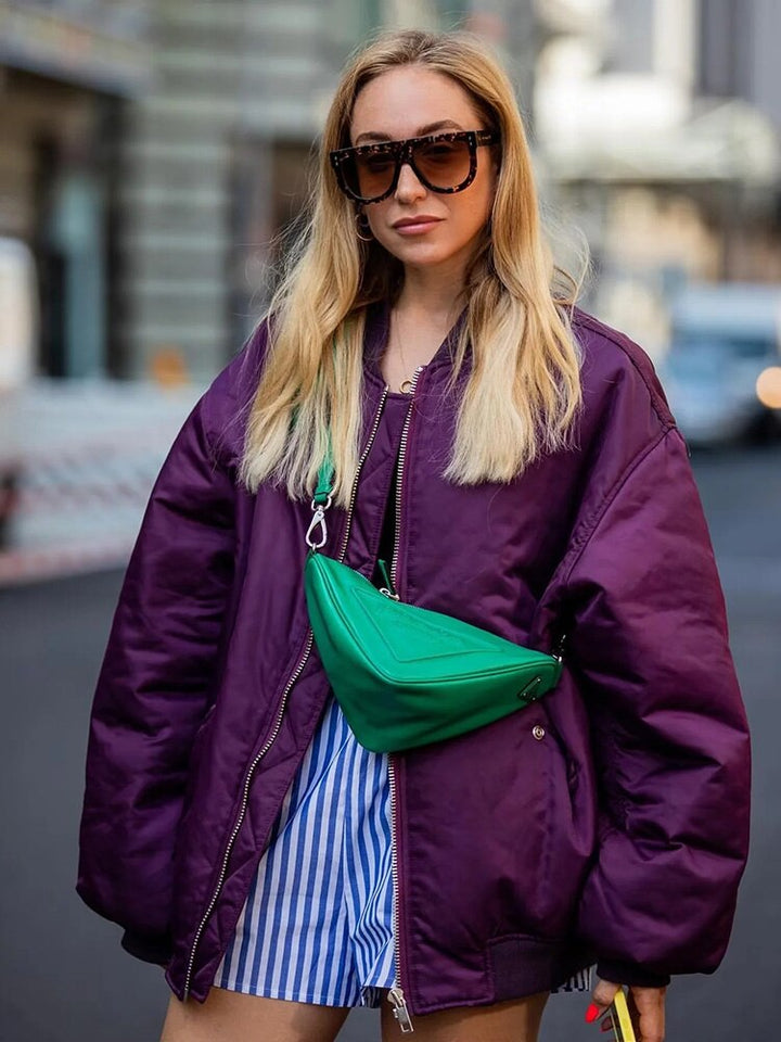 Oversized Jacka | Bomberjacka med Vaddering och Lös Passform för Kvinnor-Eva Jonsson