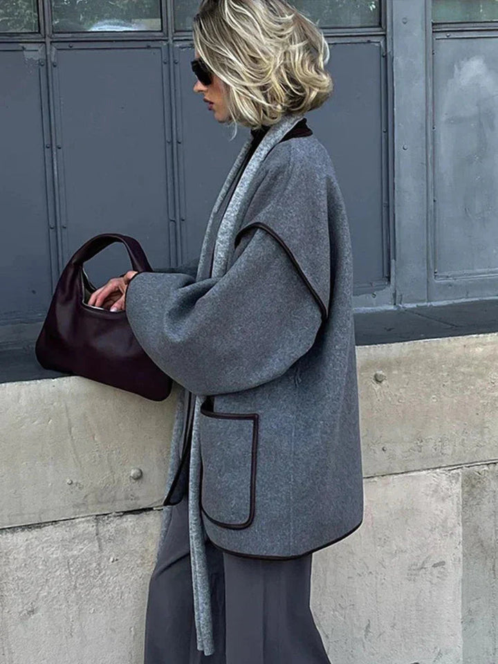 Oversized Jacka | Grå | Bälte | Höstjacka | Damjackor-Eva Jonsson