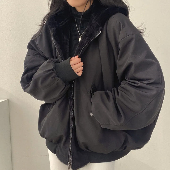 Oversized Jacka | Pälsfodrad | Dragkedja | Vinterbomberjacka | Vinterjacka för dam-Eva Jonsson