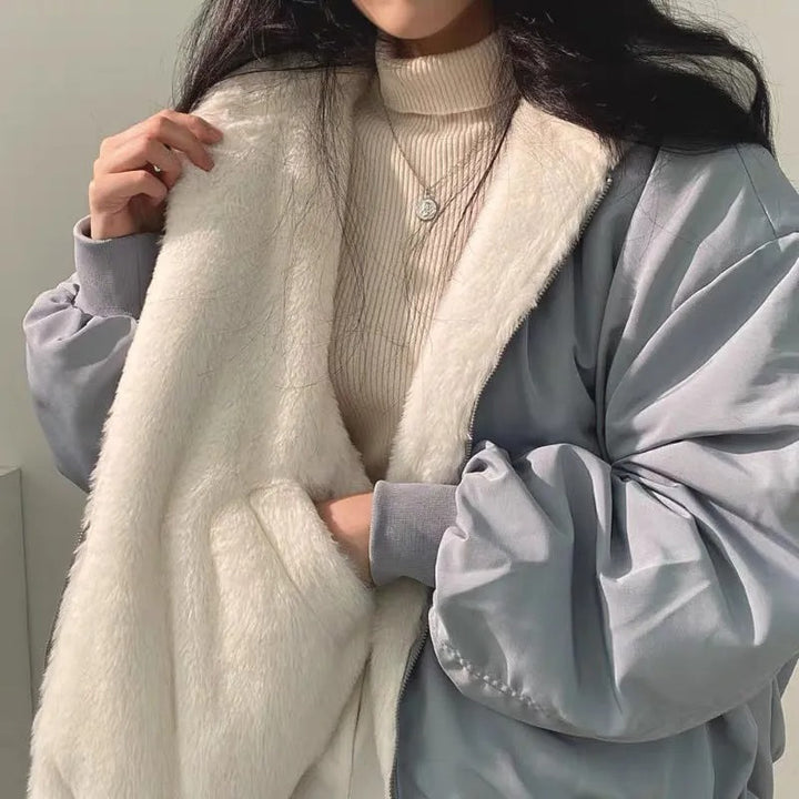 Oversized Jacka | Pälsfodrad | Dragkedja | Vinterbomberjacka | Vinterjacka för dam-Eva Jonsson